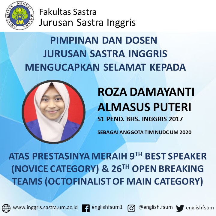 Congratulations to Roza Damayanti Almasus Puteri