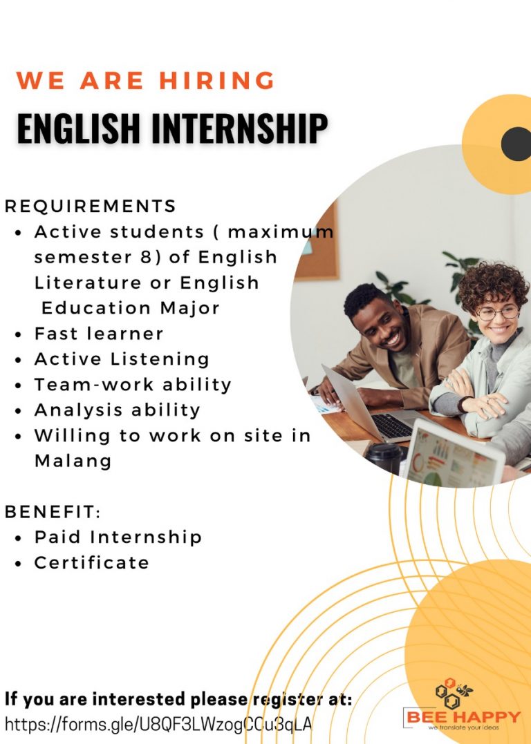 Vacancy English Internship Department of English